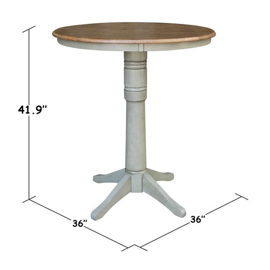 International Concepts - 36in Round Top Ped Table - 40.9inH in Hickory/Stone Finish - K41-36RT-27B-6B-2 veiw 2