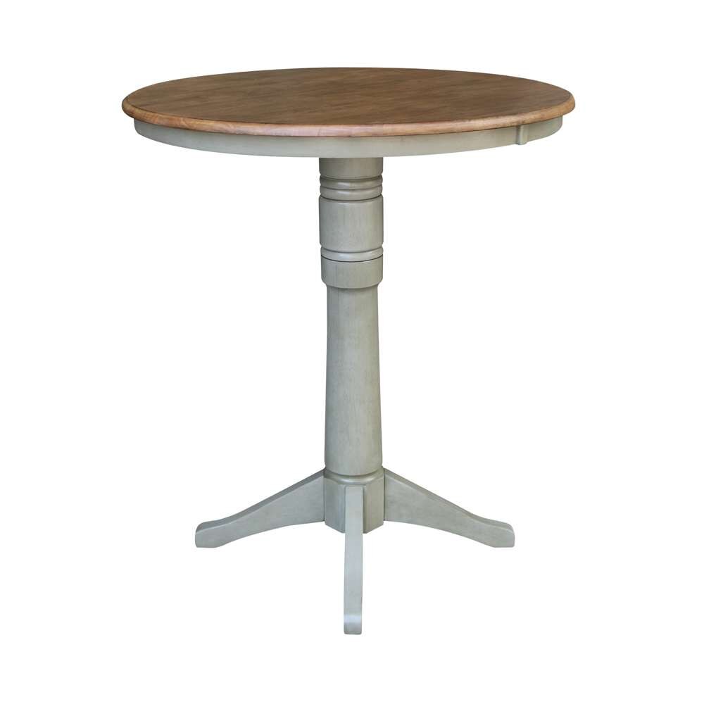 International Concepts - 36in Round Top Ped Table - 40.9inH in Hickory/Stone Finish - K41-36RT-27B-6B-2 veiw 3