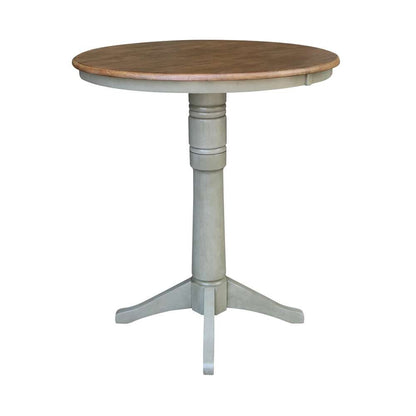 International Concepts - 36in Round Top Ped Table - 40.9inH in Hickory/Stone Finish - K41-36RT-27B-6B-2 veiw 3