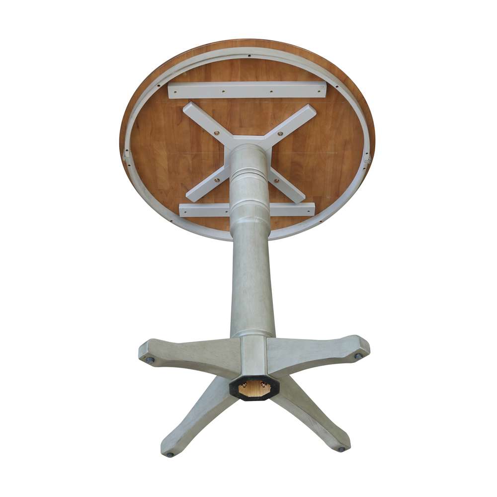 International Concepts - 36in Round Top Ped Table - 40.9inH in Hickory/Stone Finish - K41-36RT-27B-6B-2 veiw 4