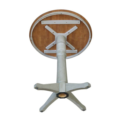 International Concepts - 36in Round Top Ped Table - 40.9inH in Hickory/Stone Finish - K41-36RT-27B-6B-2 veiw 4