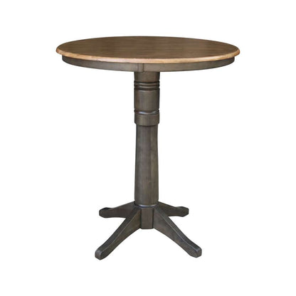 International Concepts - 36in Round Top Ped Table - 40.9inH in Hickory/Washed Coal Finish - K45-36RT-27B-6B-2 veiw 1