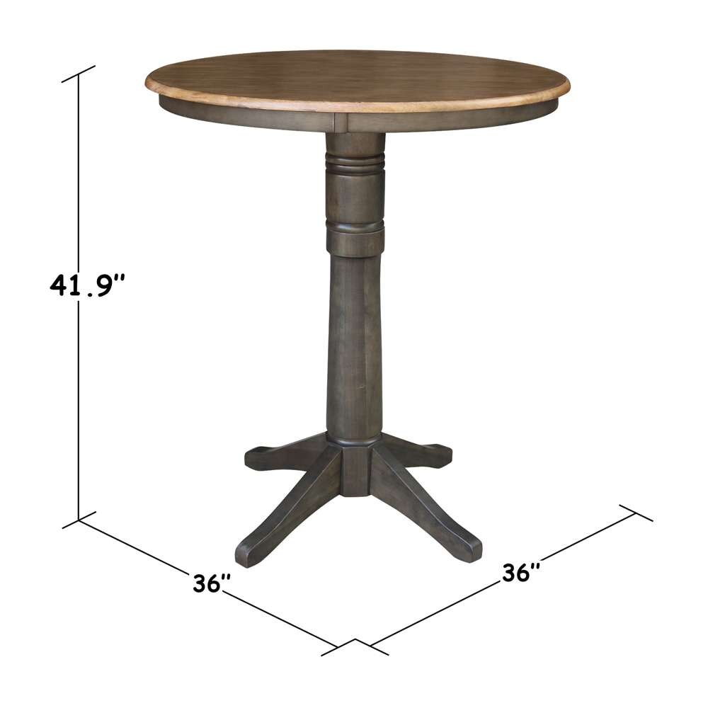 International Concepts - 36in Round Top Ped Table - 40.9inH in Hickory/Washed Coal Finish - K45-36RT-27B-6B-2 veiw 2