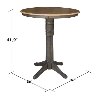 International Concepts - 36in Round Top Ped Table - 40.9inH in Hickory/Washed Coal Finish - K45-36RT-27B-6B-2 veiw 2