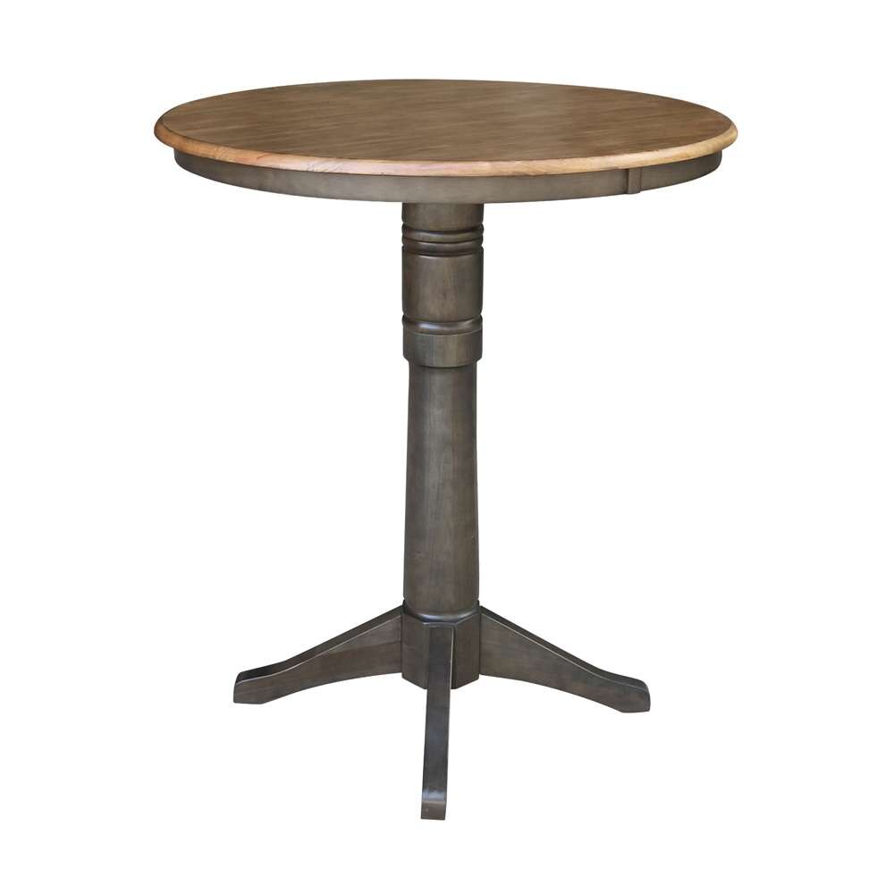 International Concepts - 36in Round Top Ped Table - 40.9inH in Hickory/Washed Coal Finish - K45-36RT-27B-6B-2 veiw 3
