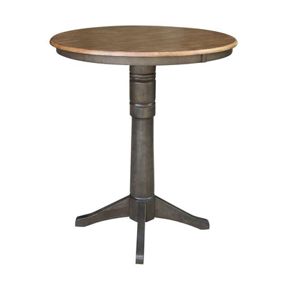 International Concepts - 36in Round Top Ped Table - 40.9inH in Hickory/Washed Coal Finish - K45-36RT-27B-6B-2 veiw 3