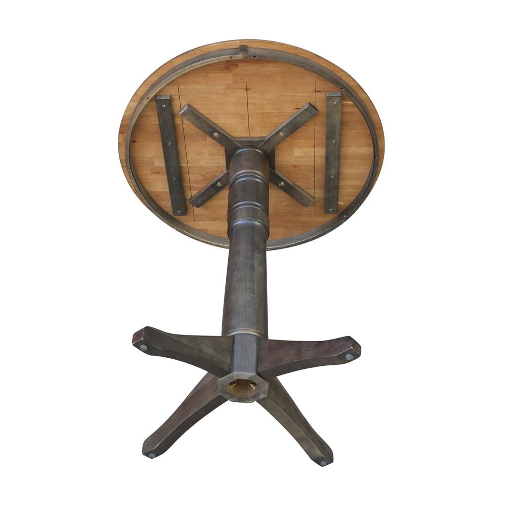 International Concepts - 36in Round Top Ped Table - 40.9inH in Hickory/Washed Coal Finish - K45-36RT-27B-6B-2 veiw 4
