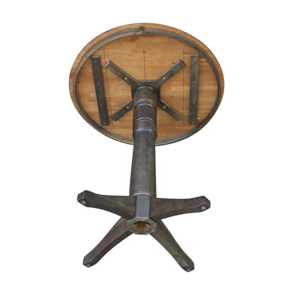 International Concepts - 36in Round Top Ped Table - 40.9inH in Hickory/Washed Coal Finish - K45-36RT-27B-6B-2 veiw 4