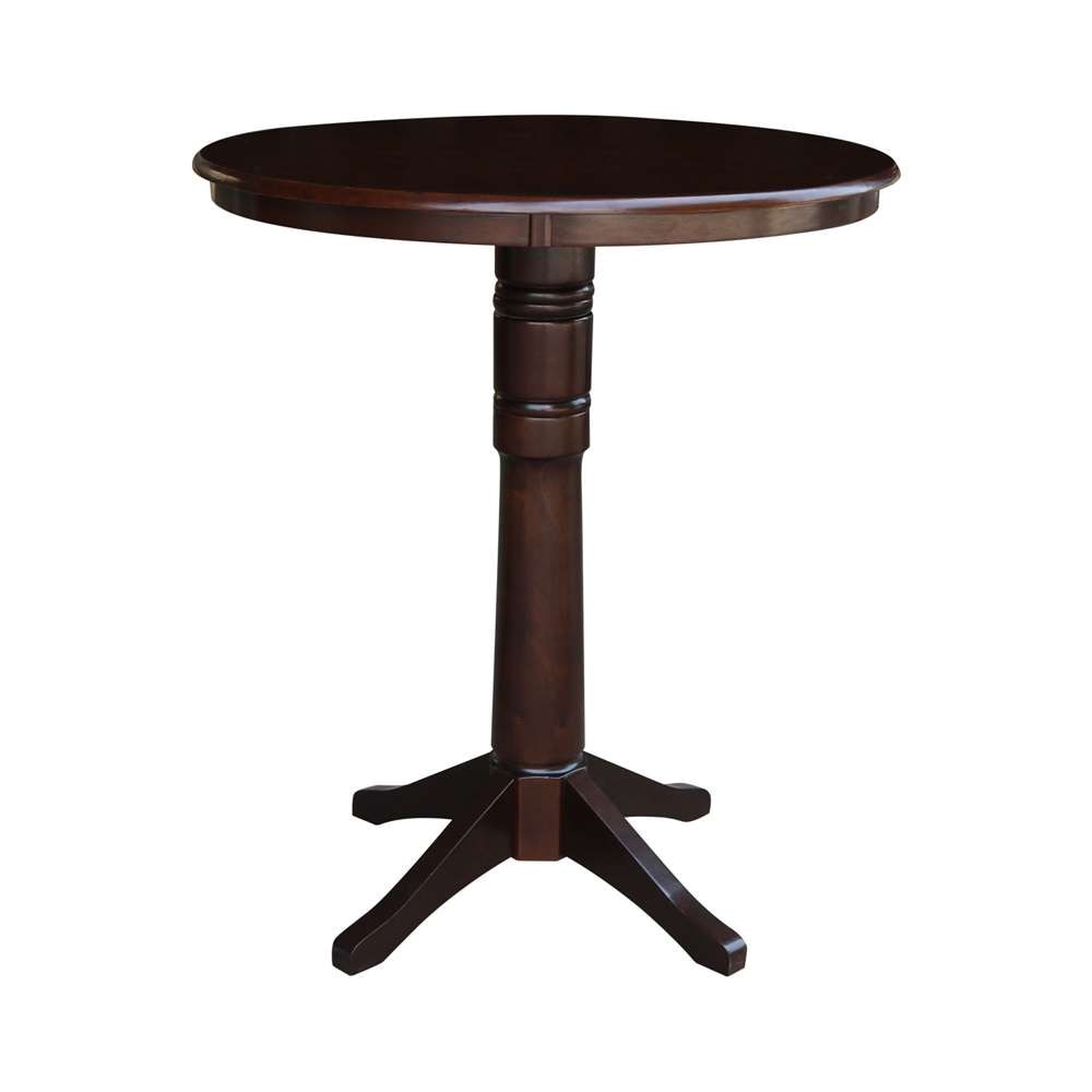 International Concepts - 36in Round Top Ped Table - 40.9inH in Rich Mocha Finish - K15-36RT-27B-6B-2 veiw 1