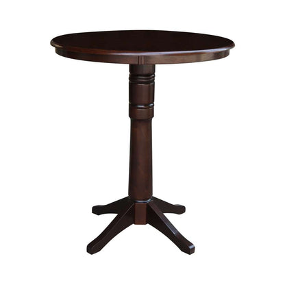 International Concepts - 36in Round Top Ped Table - 40.9inH in Rich Mocha Finish - K15-36RT-27B-6B-2 veiw 1