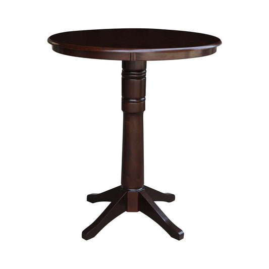 International Concepts - 36in Round Top Ped Table - 40.9inH in Rich Mocha Finish - K15-36RT-27B-6B-2 veiw 1