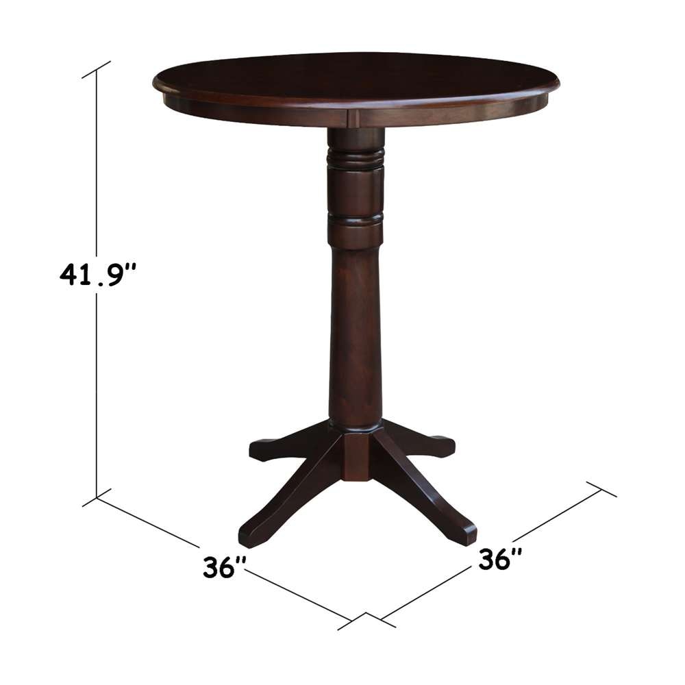International Concepts - 36in Round Top Ped Table - 40.9inH in Rich Mocha Finish - K15-36RT-27B-6B-2 veiw 2