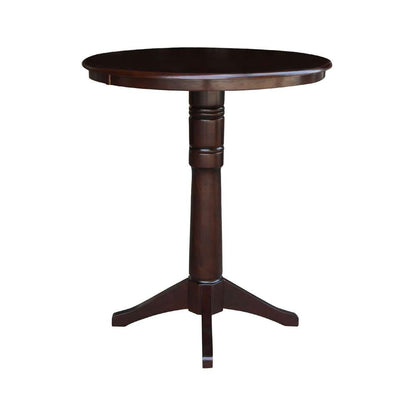 International Concepts - 36in Round Top Ped Table - 40.9inH in Rich Mocha Finish - K15-36RT-27B-6B-2 veiw 3