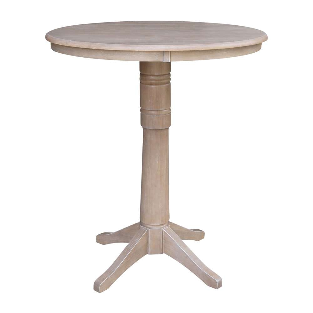 International Concepts - 36in Round Top Ped Table - 40.9inH in Washed Gray Taupe Finish - K09-36RT-27B-6B-2 veiw 1
