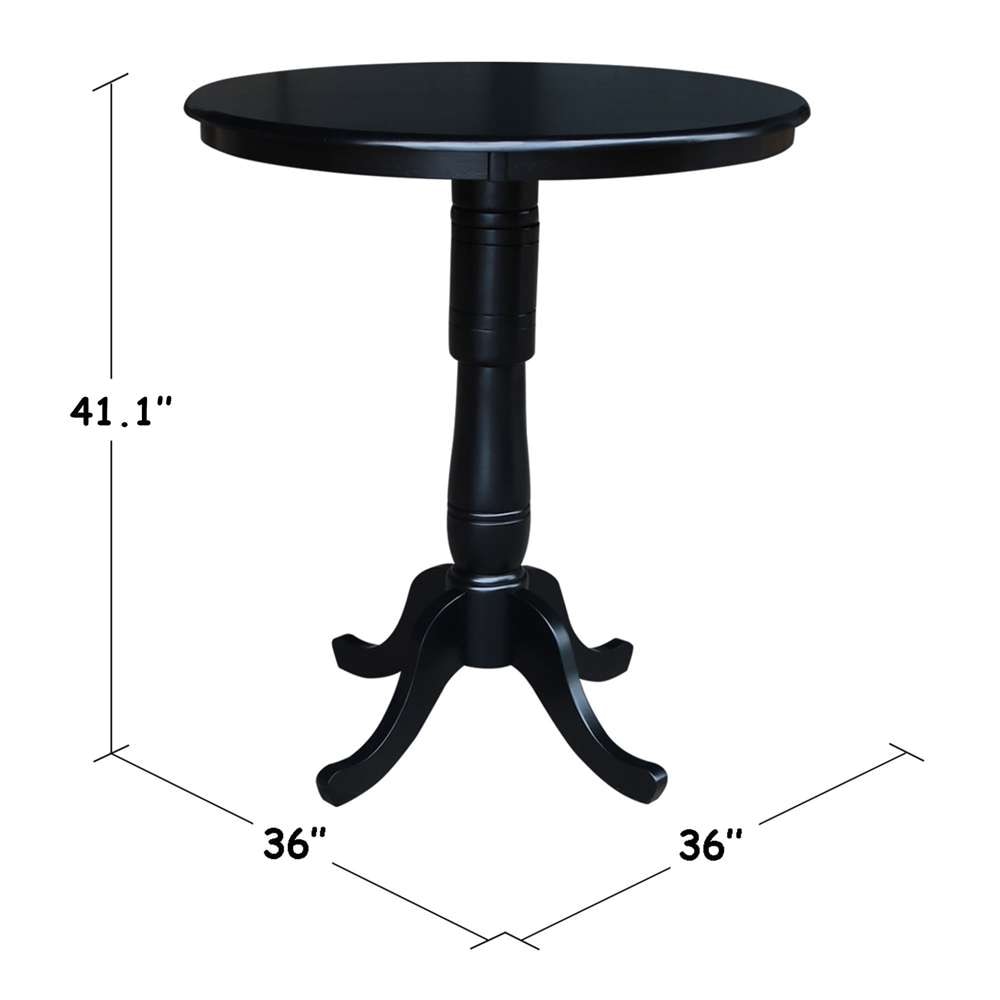 International Concepts - 36in Round Top Ped Table - 41.1inH in Black Finish - K46-36RT-6B-2 veiw 2
