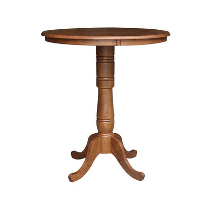 International Concepts - 36in Round Top Ped Table - 41.1inH in Distressed Oak Finish - K42-36RT-6B-2 veiw 1