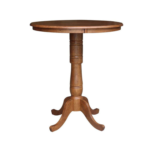 International Concepts - 36in Round Top Ped Table - 41.1inH in Distressed Oak Finish - K42-36RT-6B-2 veiw 1