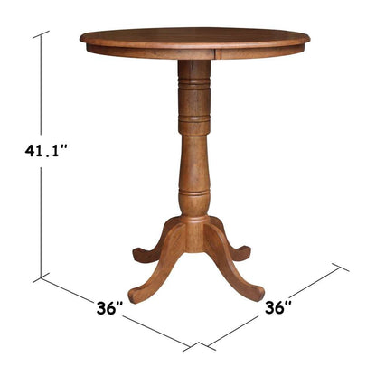 International Concepts - 36in Round Top Ped Table - 41.1inH in Distressed Oak Finish - K42-36RT-6B-2 veiw 2