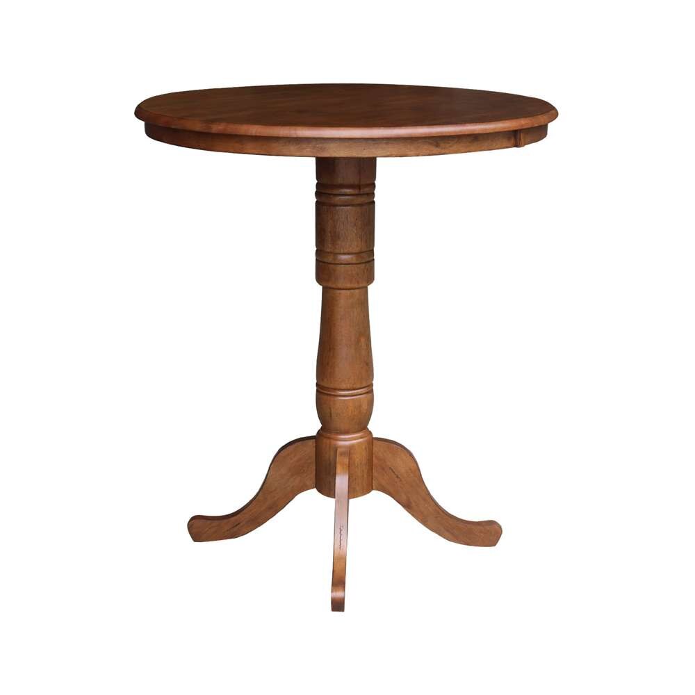 International Concepts - 36in Round Top Ped Table - 41.1inH in Distressed Oak Finish - K42-36RT-6B-2 veiw 3
