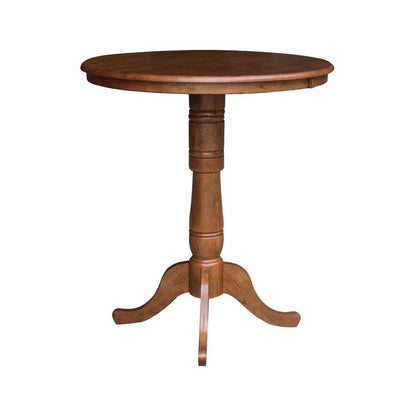 International Concepts - 36in Round Top Ped Table - 41.1inH in Distressed Oak Finish - K42-36RT-6B-2 veiw 3