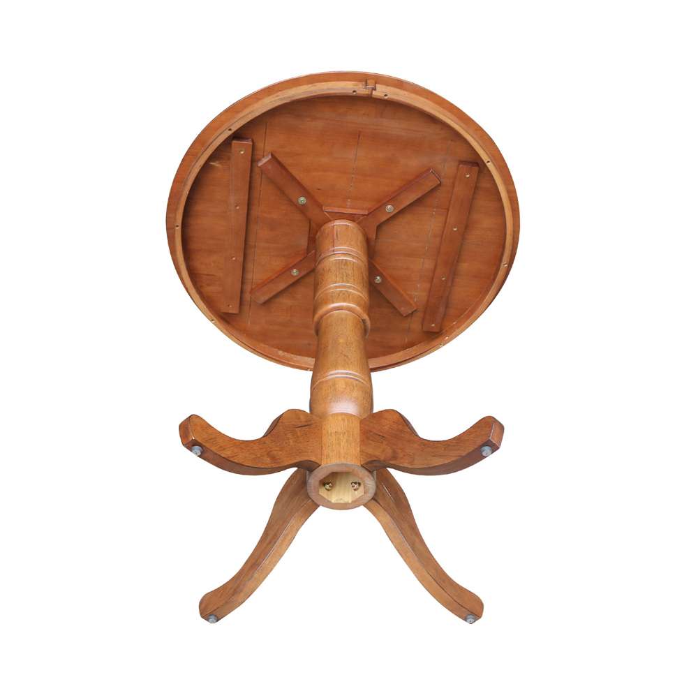 International Concepts - 36in Round Top Ped Table - 41.1inH in Distressed Oak Finish - K42-36RT-6B-2 veiw 4