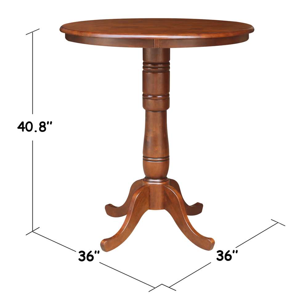 International Concepts - 36in Round Top Ped Table - 41.1inH in Espresso Finish - K581-36RT-6B-2 veiw 2