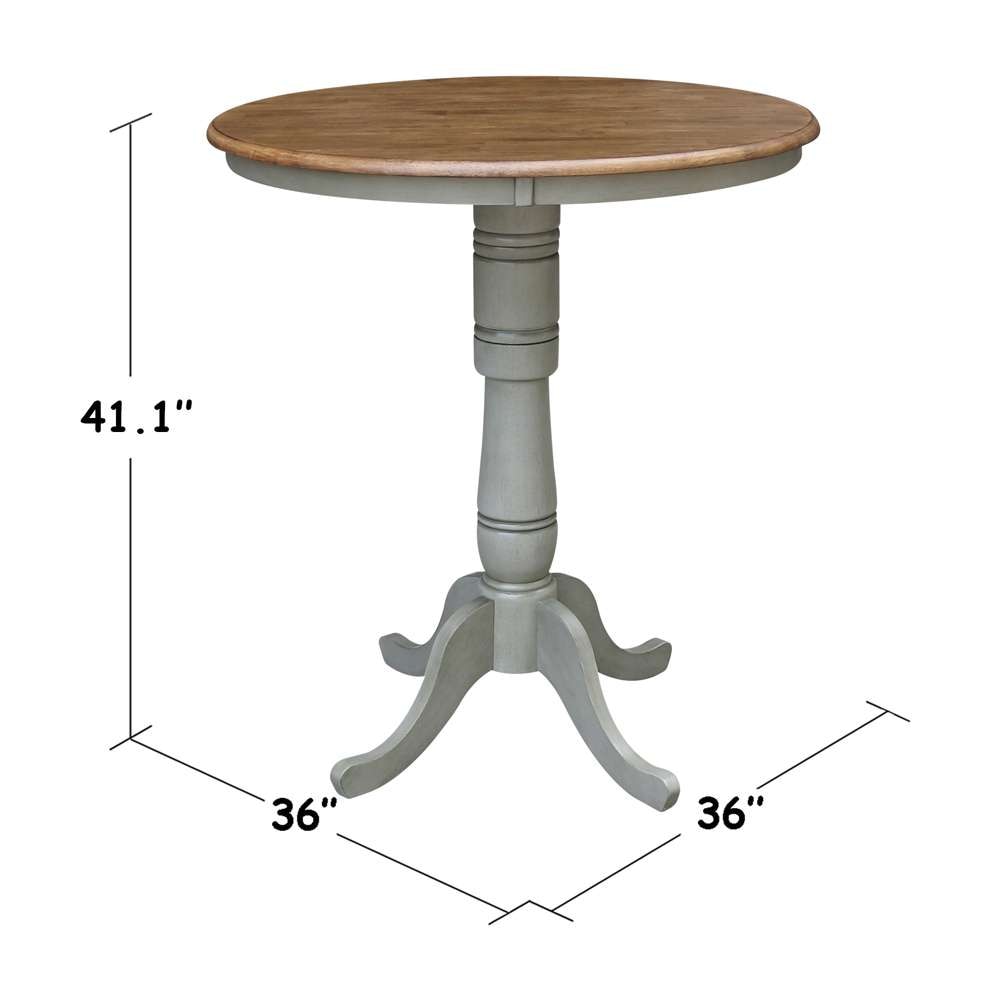 International Concepts - 36in Round Top Ped Table - 41.1inH in Hickory/Stone Finish - K41-36RT-6B-2 veiw 2