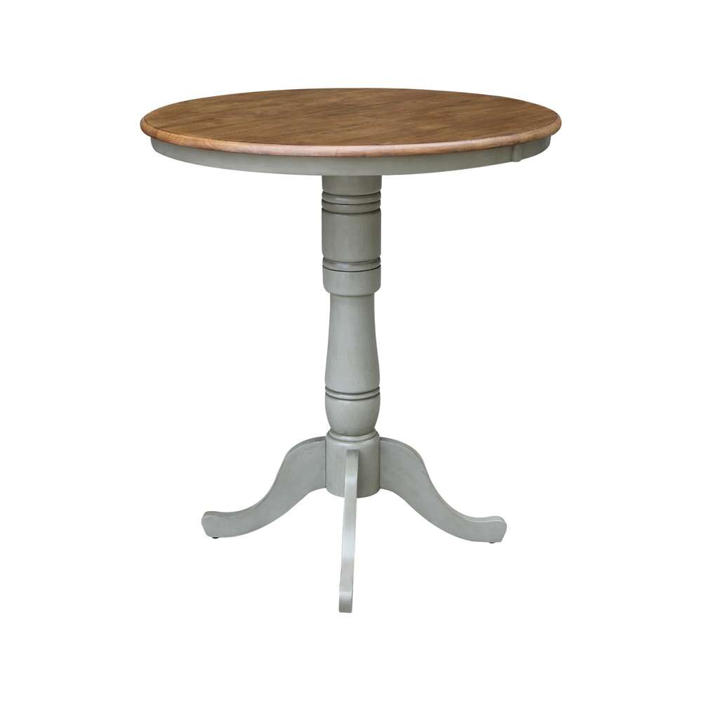 International Concepts - 36in Round Top Ped Table - 41.1inH in Hickory/Stone Finish - K41-36RT-6B-2 veiw 3