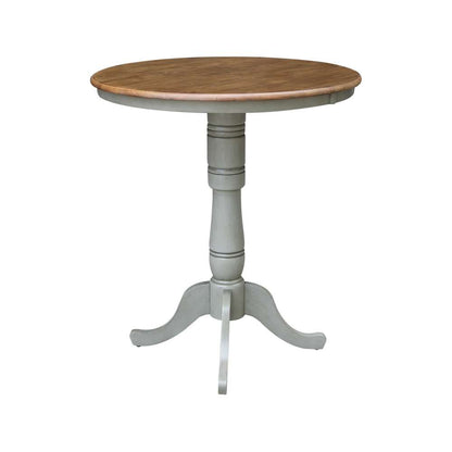 International Concepts - 36in Round Top Ped Table - 41.1inH in Hickory/Stone Finish - K41-36RT-6B-2 veiw 3