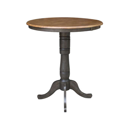 International Concepts - 36in Round Top Ped Table - 41.1inH in Hickory/Washed Coal Finish - K45-36RT-6B-2 veiw 3