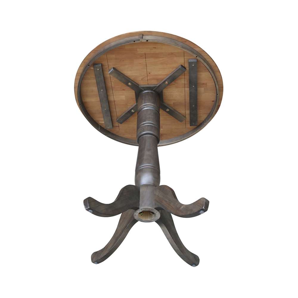 International Concepts - 36in Round Top Ped Table - 41.1inH in Hickory/Washed Coal Finish - K45-36RT-6B-2 veiw 4