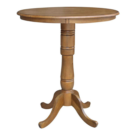 International Concepts - 36in Round Top Ped Table - 41.1inH in Pecan Finish - K59-36RT-6B-2 veiw 1