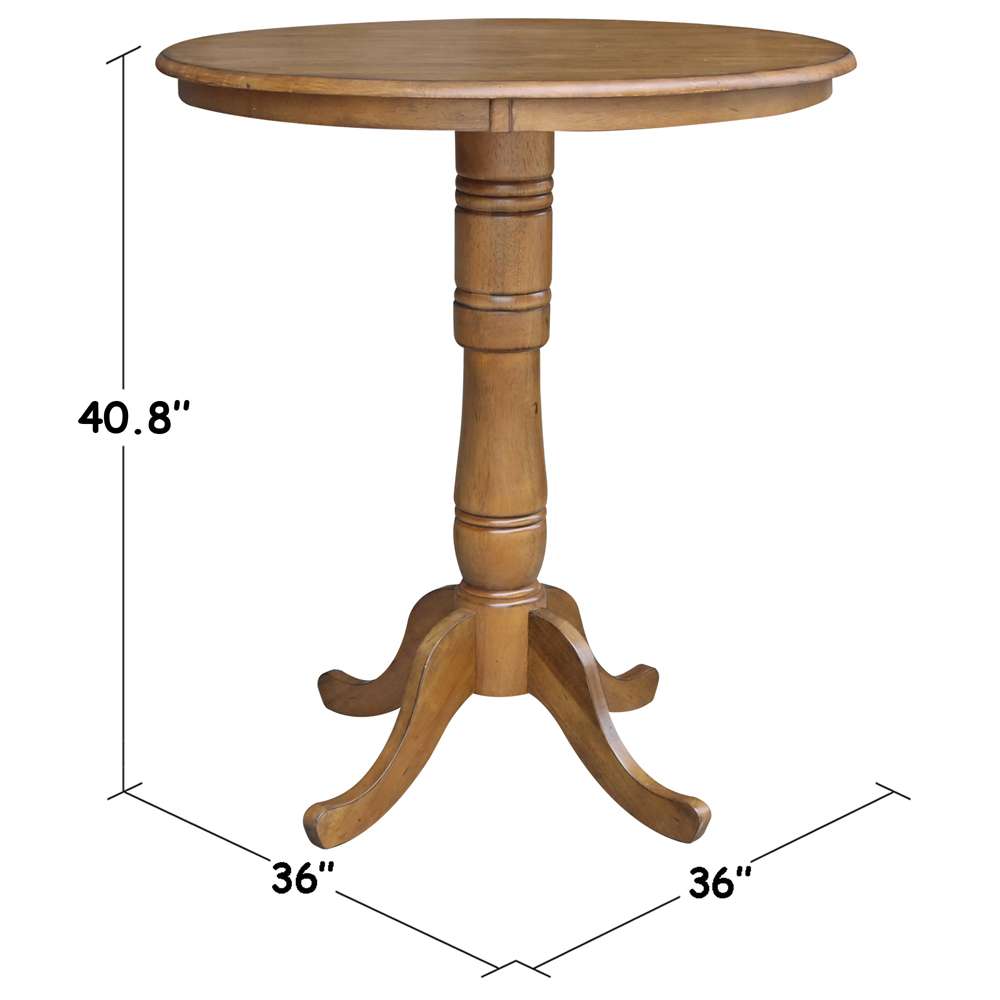 International Concepts - 36in Round Top Ped Table - 41.1inH in Pecan Finish - K59-36RT-6B-2 veiw 2