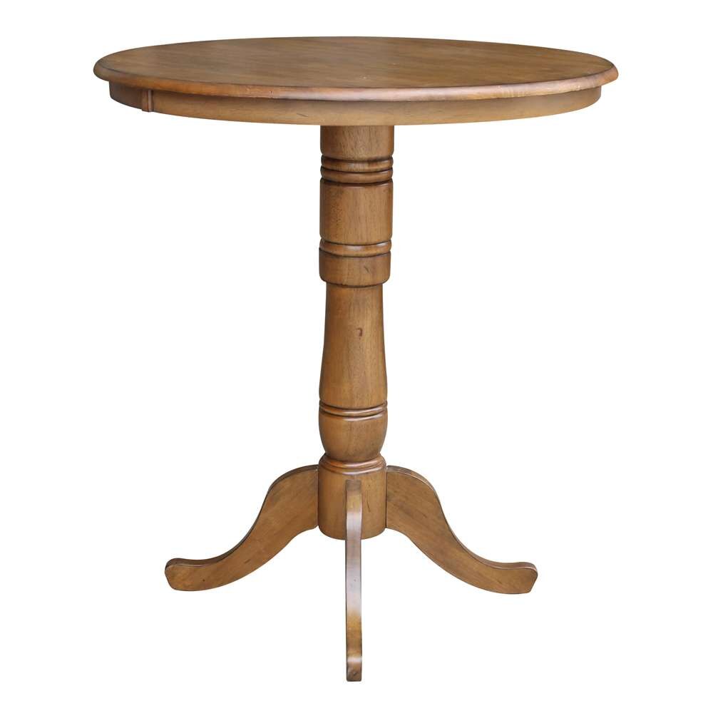 International Concepts - 36in Round Top Ped Table - 41.1inH in Pecan Finish - K59-36RT-6B-2 veiw 3