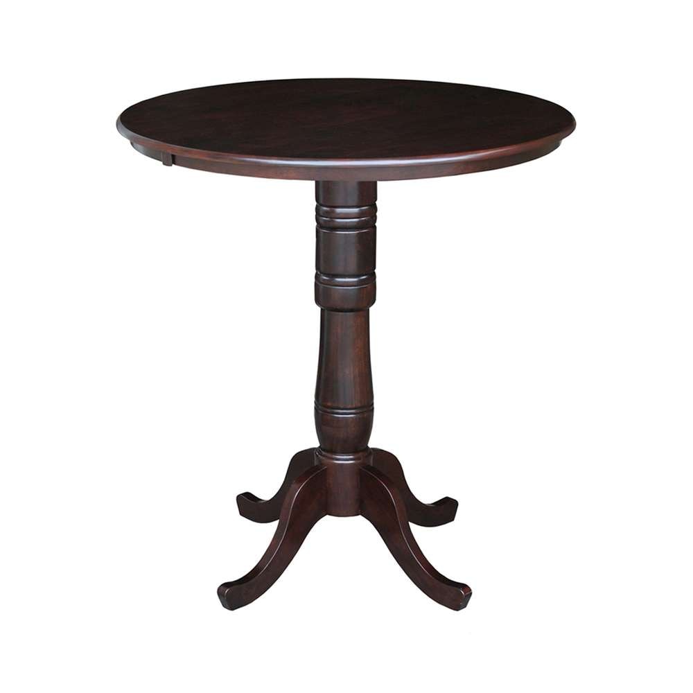 International Concepts - 36in Round Top Ped Table - 41.1inH in Rich Mocha Finish - K15-36RT-6B-2 veiw 1