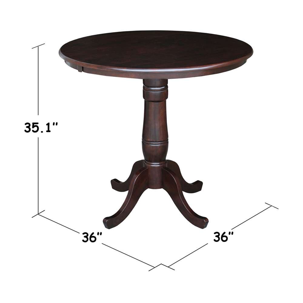 International Concepts - 36in Round Top Ped Table - 41.1inH in Rich Mocha Finish - K15-36RT-6B-2 veiw 2