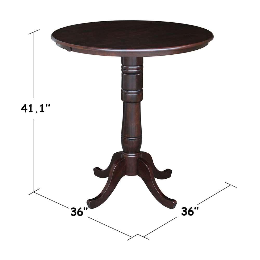 International Concepts - 36in Round Top Ped Table - 41.1inH in Rich Mocha Finish - K15-36RT-6B-2 veiw 3