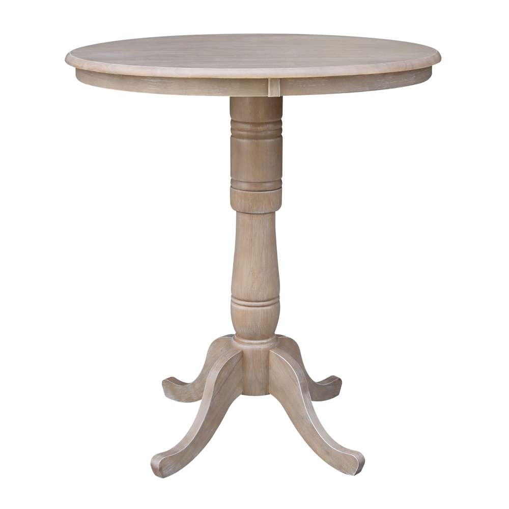 International Concepts - 36in Round Top Ped Table - 41.1inH in Washed Gray Taupe Finish - K09-36RT-6B-2 veiw 1