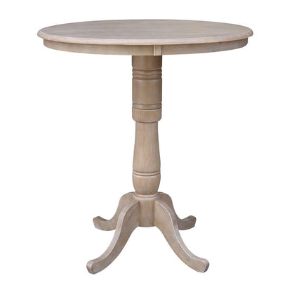 International Concepts - 36in Round Top Ped Table - 41.1inH in Washed Gray Taupe Finish - K09-36RT-6B-2 veiw 1