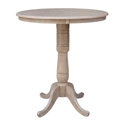 International Concepts - 36in Round Top Ped Table - 41.1inH in Washed Gray Taupe Finish - K09-36RT-6B-2 veiw 1