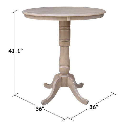 International Concepts - 36in Round Top Ped Table - 41.1inH in Washed Gray Taupe Finish - K09-36RT-6B-2 veiw 2