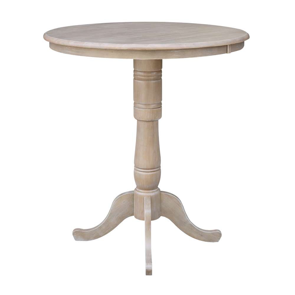 International Concepts - 36in Round Top Ped Table - 41.1inH in Washed Gray Taupe Finish - K09-36RT-6B-2 veiw 3