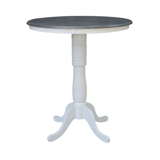 International Concepts - 36in Round Top Ped Table - 41.1inH in White/Heather Gray Finish - K05-36RT-6B-2 veiw 1