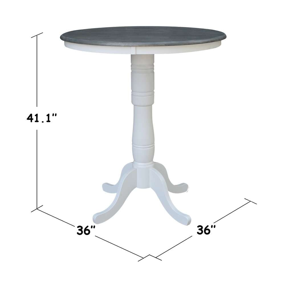International Concepts - 36in Round Top Ped Table - 41.1inH in White/Heather Gray Finish - K05-36RT-6B-2 veiw 2