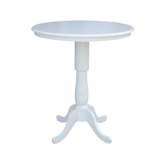 International Concepts - 36in Round Top Ped Table - 41.1inH in White Finish - K08-36RT-6B-2 veiw 1