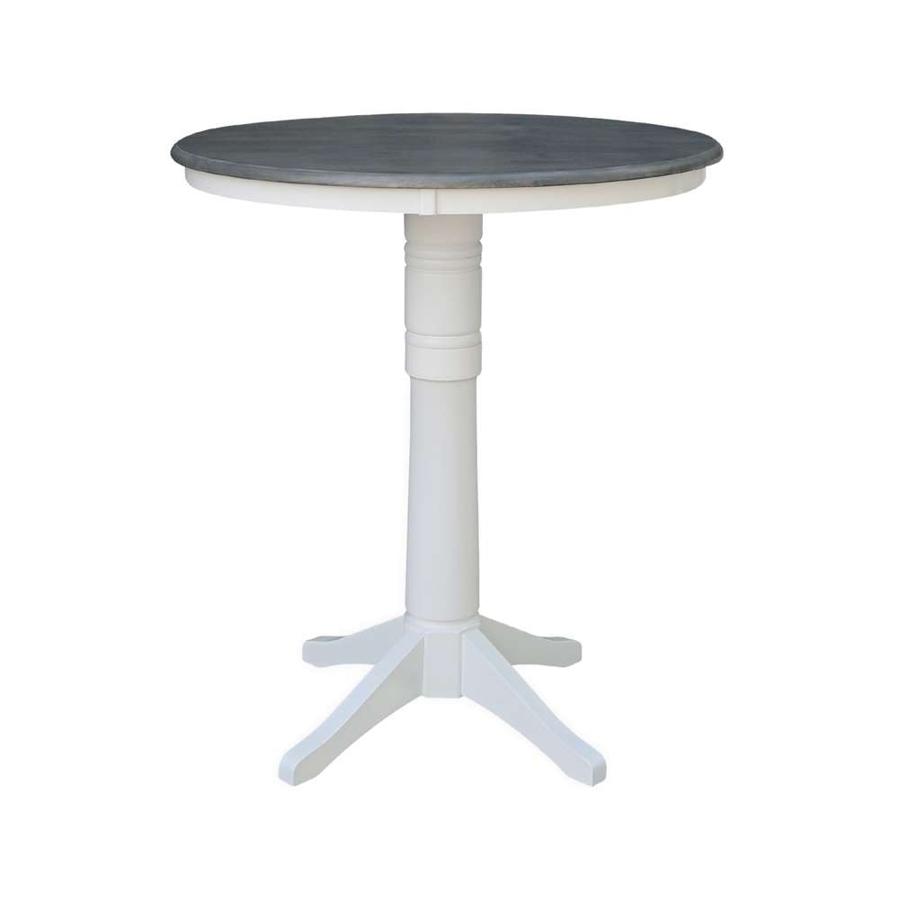 International Concepts - 36in Round Top Ped Table - 41.9inH in White/Heather Gray Finish - K05-36RT-27B-6B-2 veiw 1