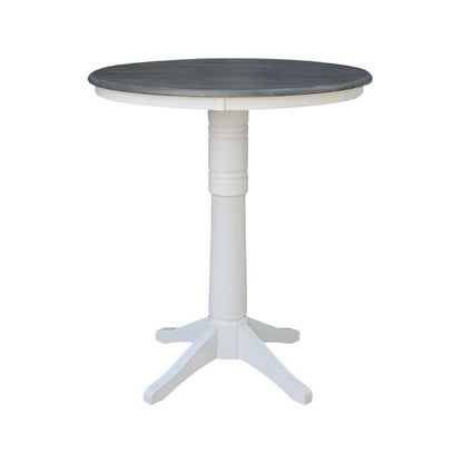International Concepts - 36in Round Top Ped Table - 41.9inH in White/Heather Gray Finish - K05-36RT-27B-6B-2 veiw 1
