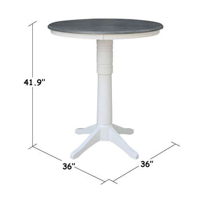 International Concepts - 36in Round Top Ped Table - 41.9inH in White/Heather Gray Finish - K05-36RT-27B-6B-2 veiw 2