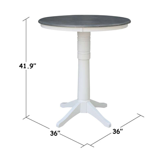 International Concepts - 36in Round Top Ped Table - 41.9inH in White/Heather Gray Finish - K05-36RT-27B-6B-2 veiw 2