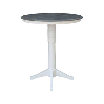 International Concepts - 36in Round Top Ped Table - 41.9inH in White/Heather Gray Finish - K05-36RT-27B-6B-2 veiw 3